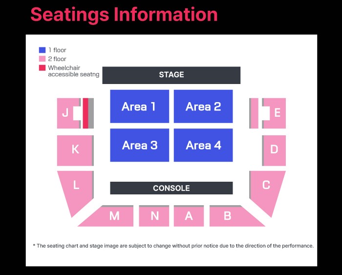 YOASOBIの韓国でのコンサート会場、座席図