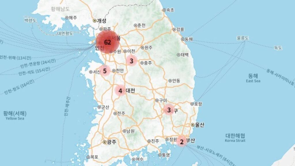 韓国の20代の会社員が制作した「トコジラミ出没マップ」