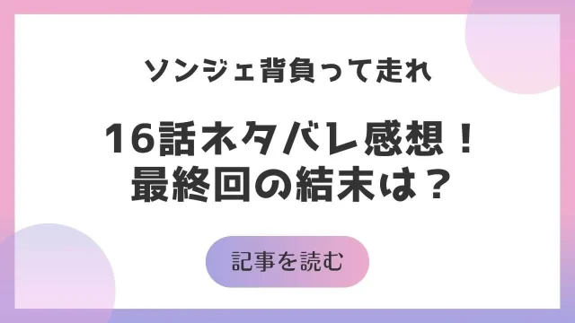 ソンジェ背負って走れ 16話 ネタバレ 感想 考察 最終回 結末