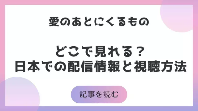 愛のあとにくるものどこで見れる？日本での配信は？サムネイル画像